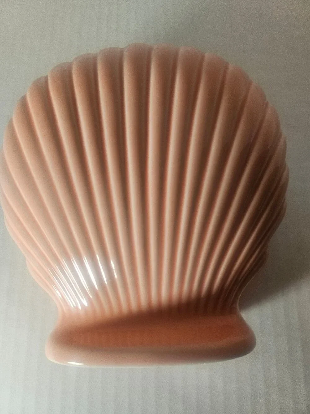 Vintage Pink Coral Scallop Clamshell Planter Vase Made in Japan Nautical Decor